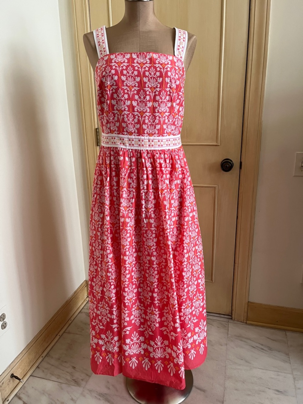 TALBOTS NWT Cottage Boho Party 100% Cotton Floral Scroll Print Sundress Maxi 16 - Picture 2 of 16
